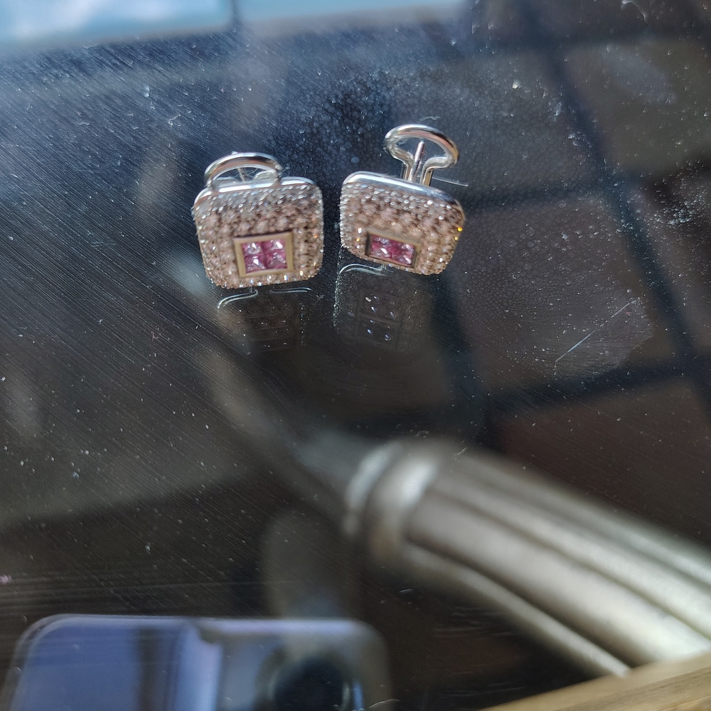 Silver and Pink Cufflinks